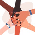 Social community, cooperation, agreement, teamwork, partnership, togetherness top view. Flat cartoon vector stock illustration.