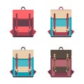 Backpack icon set in cartoon flat style isolated on white background. Royalty Free Stock Photo