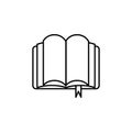 Open book logo icon black outline. Sign design, pictogram isolated on white background. Royalty Free Stock Photo