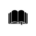 Open book logo icon black siluet. Sign design, pictogram isolated on white background. Royalty Free Stock Photo