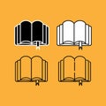 Set of open book logo icons. Sign design, pictogram isolated on orange background. Royalty Free Stock Photo