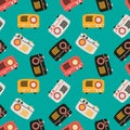 Seamless pattern background retro radio. Flat design.