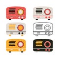 Radio icon flat set. Vector stock illustration logo Royalty Free Stock Photo