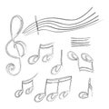 Vector illustration set of simple hand drawn music note Royalty Free Stock Photo