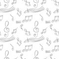 Vector illustration background of simple hand drawn music note design element in doodle style Royalty Free Stock Photo