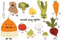 Set of cute vector illustration of vegetable characters