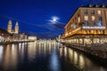 ZÃÂ¼rich City on a full moon night Royalty Free Stock Photo