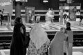 ZÃÂ¼rich city: A group of muslim women waiting at the main station to catch a train to the airport