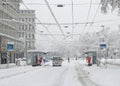 ZÃÂ¼rich: Public traffic collaps after heavy snowfall Royalty Free Stock Photo