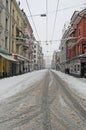 ZÃÂ¼rich: Public traffic collaps after heavy snowfall and a lot of broken trees on the pedrestrian way and roads Royalty Free Stock Photo