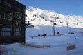 Zurs and Lech am Arlberg Ski Piste with Cable Car Lifts in Austrian Alps