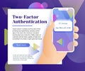 Two factor authentication web banner concept. Verification code message.