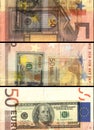 Ã¢âÂ¬ 50 euros banknote bill in colored collage Royalty Free Stock Photo