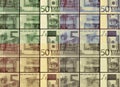 Ã¢âÂ¬ 50 euros banknote bill in colored collage Royalty Free Stock Photo