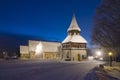 Ãre medieval church and belltower wintertime evening Royalty Free Stock Photo
