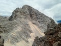 ÃÂ krlatica, second highest peak in Slovenia with 2,740m, also known as Suhi plaz `Dry Avalanche` Royalty Free Stock Photo