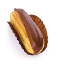 Eclair with chocolate icing Royalty Free Stock Photo