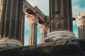 'Templo Romano de Ãâ°vora'. Religious roman temple of Evora. UNESCO World heritage. Hexastyle and peripteran style.