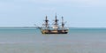 ÃÅ½le d`Aix , Aquitaine / France - 01 15 2020 : frigate Hermione Lafayette boat historical restoration in atlantic ocean front for
