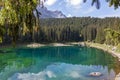 Ã¯Â»Â¿Ã¯Â»Â¿reflections on Lake Carezza karersee, Nova Levante, South Tyrol.