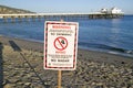 A Ã¯Â¿Â½Warning - No SwimmingÃ¯Â¿Â½ sign due to pollution at a Malibu beach, Malibu, California
