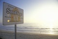 Ã¯Â¿Â½Welcome to San DiegoÃ¯Â¿Â½ sign along the Pacific Ocean, San Diego, California