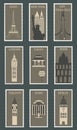 Stamps with famous cities. Royalty Free Stock Photo