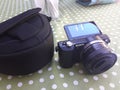 ÃÂdvertising picture for camera Sony with a purse