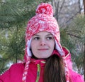 ÃÂ ortrait of a girl with a red cap with a pompom