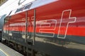 ÃâBB RailJet Logo locomotive train Innsbruck main railway station Austria Ãâsterreichische Bundesbahnen