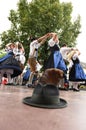 Public performance of a traditional Austrian folk dance at the farmers` market in Mondsee Royalty Free Stock Photo