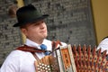 Public performance of a traditional Austrian folk dance at the farmers` market in Mondsee Royalty Free Stock Photo