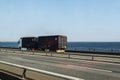 Trailer truck crossing over the Ãâresund Bridge, Denmark