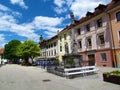 ÃÂ kofja Loka, Slovenia - May 30 2021: Town center of Skofja Loka