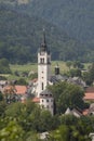 Cityscape of ÃÂ kofja Loka with church in focus