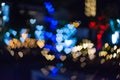 ÃÂbstract sweet colorful heart shaped bokeh. Street light blurred background. Valentine`s day and love concept