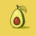 Half an avocado. Cartoon illustration icon