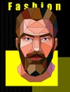 Polygonal portrait of a man with a beard on a background