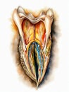 Ãârawing of the inside of a tooth a watercolor painting stunning design. AI generated