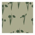 Seamless pattern with contours, silhouettes of daffodil flowers.