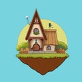 Colorful ÃÂartoon small house float island