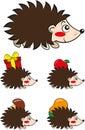 Character set, cute cartoon hedgehog, vector illustration Royalty Free Stock Photo
