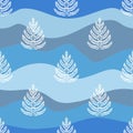 ÃÂµÃÂ»Silhouettes of winter trees on a blue background.Vector image. For fashion, fabric, background, print.ÃÂºÃÂ¸ Royalty Free Stock Photo