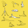 Yoga, doing yoga, yoga workouts, improving health through yoga, yoga, asanas, illustrations for the site, illustration for instagr Royalty Free Stock Photo