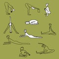Yoga, doing yoga, yoga workouts, improving health through yoga, yoga, asanas, illustrations for the site, illustration for instagr Royalty Free Stock Photo