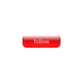 Illustration of follow button in red color. Royalty Free Stock Photo