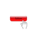 Button illustration, follow with hand Royalty Free Stock Photo