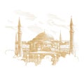 ÃÂand draw sketch Hagia Sophia Ayasofya in Istanbul. Turkey