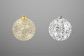 Transparent glitter balls for decorating a Christmas tree. New Year`s golden and silver glass toys balls. Christmas bauble decorat Royalty Free Stock Photo