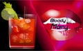 Baner with Bloody Mary cocktail and abstract red lips Royalty Free Stock Photo